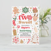クリスマスクッキー2つの甘い2番目の誕生日パーティー 招待状 (スタンド正面)