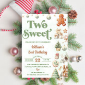 クリスマスクッキー2つの甘い2番目の誕生日パーティー 招待状