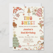 クリスマスクッキー2つの甘い2番目の誕生日パーティー 招待状 (正面)