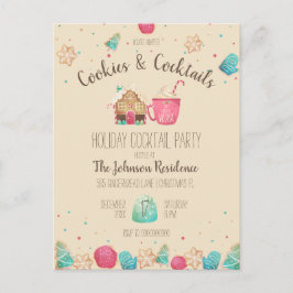 クリスマスクッキー+カクテルバジェットパーティー招待 ポストカード