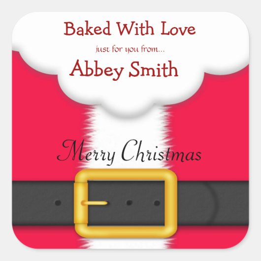 クリスマスクッキー、キャンディ、お菓子、サンタのステッカー スクエアシール (正面)
