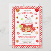 クリスマスクッキー&ココア誕生日レッド 招待状 (正面)