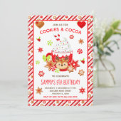 クリスマスクッキー&ココア誕生日レッド 招待状 (スタンド正面)