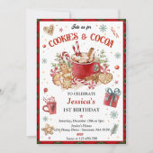クリスマスクッキー&ココア誕生日招待状 招待状 (正面)