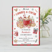 クリスマスクッキー&ココア誕生日招待状 招待状 (スタンド正面)