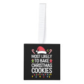 クリスマスクッキー・ベイカーを焼く可能性がおもしろい最も高い キューブオーナメント (正面)