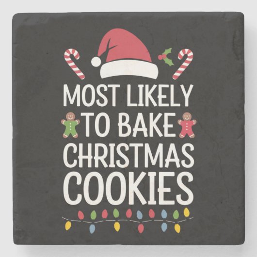 クリスマスクッキー・ベイカーを焼く可能性がおもしろい最も高い ストーンコースター (正面)