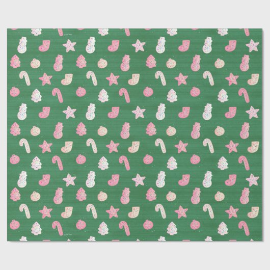 クリスマスクッキー（緑） ラッピングペーパー (フラット)