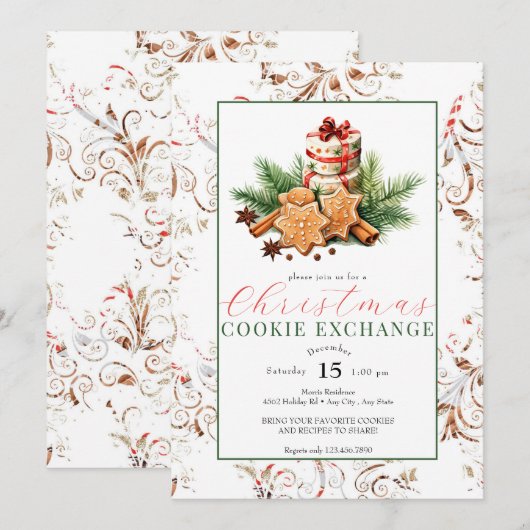 クリスマスクッキー | Exchange 招待状 (正面/裏面)