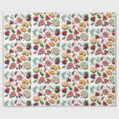 クリスマスクッキーFruits水彩イラストレーション ラッピングペーパー (フラット)