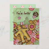 クリスマスクッキーGingerbread招待状 招待状 (正面/裏面)