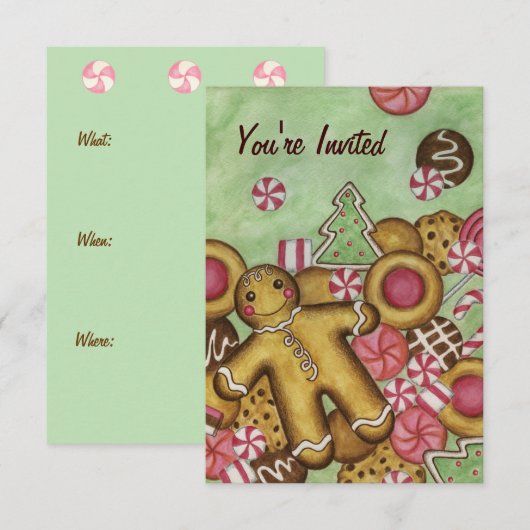 クリスマスクッキーGingerbread招待状 招待状 (正面/裏面)