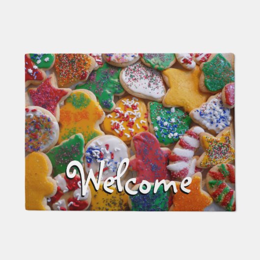 クリスマスクッキーIカラフルホリデーベーキング ドアマット (正面)