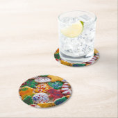 クリスマスクッキーIカラフルホリデーベーキング ラウンドペーパーコースター (インサイチュ)