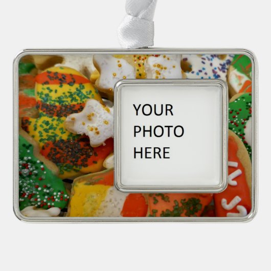 クリスマスクッキーIIホカラフルリデイベーキング シルバープレートフレームオーナメント (正面)