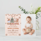 クリスマスクッキーOnederful誕生日パーティーの写真 招待状 (スタンド正面)