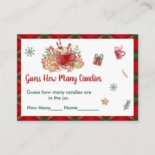 クリスマスクッキーSantaはキャンディの数を推測 エンクロージャーカード (正面)