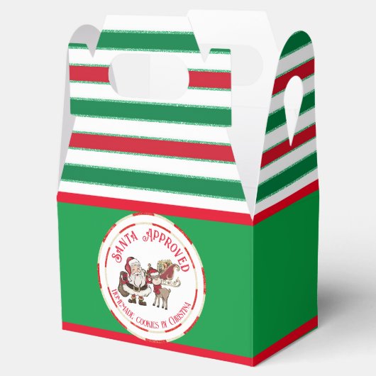 クリスマスクッキーSanta承認された赤と緑 フェイバーボックス (オープン)