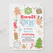 クリスマスクッキーSweet One 1st誕生日パーティー 招待状 (正面)
