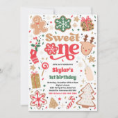 クリスマスクッキーSweet One 1st誕生日パーティー 招待状 (正面)
