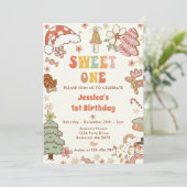 クリスマスクッキーSweet One 1st誕生日パーティー 招待状 (スタンド正面)