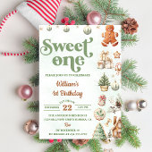 クリスマスクッキーSweet One 1st Birthdayパーティー 招待状
