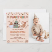 クリスマスクッキーSweet One 1st Birthday Photo 招待状 (正面)