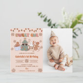 クリスマスクッキーSweet One 1st Birthday Photo 招待状 (スタンド正面)