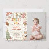 クリスマスクッキーSweet One 1st Birthday Photo 招待状 (正面)