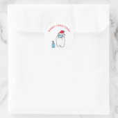 クリスマスクママスクとサンタ帽 ラウンドステッカー ラウンドシール (バッグ)