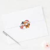 クリスマスクラの冬の雪だるま付きレッドパンダ ラウンドシール (封筒)
