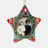 クリスマスクラウンミスタントリースター写真テンプレート セラミックオーナメント (右)