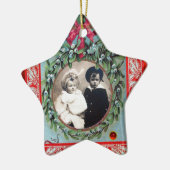 クリスマスクラウンミスタントリースター写真テンプレート セラミックオーナメント (左)