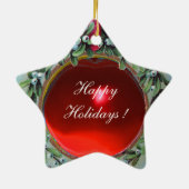 クリスマスクラウンミスタントリースター写真テンプレート セラミックオーナメント (裏面)