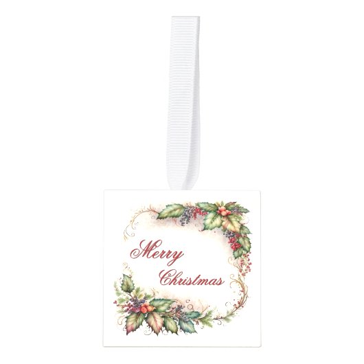 クリスマスクラシックの写真 キューブオーナメント (正面)