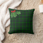 クリスマスクラシックグリーンプレイドレッドホリー葉ズ クッション (ブランケット)