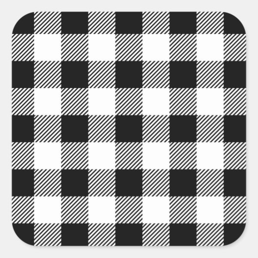 クリスマスクラシックバッファローチェックプレイドパターンB&W スクエアシール (正面)