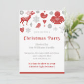 クリスマスクラシックパーティー北欧グレー 招待状 (スタンド正面)