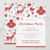 クリスマスクラシックパーティー北欧グレー 招待状 (正面/裏面)