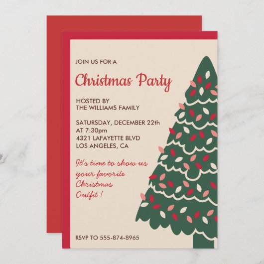 クリスマスクラシックパーティー巨木 招待状 (正面/裏面)