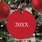 クリスマスクラシックホリデーレッドホリーモノグラム メタルオーナメント