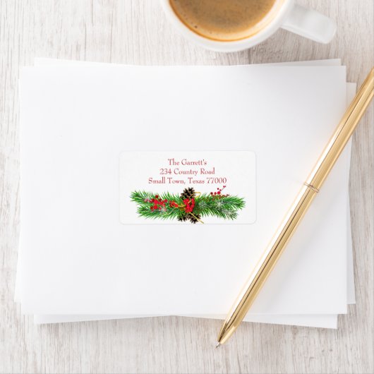 クリスマスクラシックホリーベリーアドパーソナライズされたレス ラベル (インサイチュ)