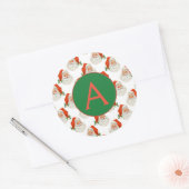 クリスマスクラシックラウンドステッカーカスタムイニシャル ラウンドシール (封筒)