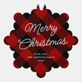 クリスマスクラシックレッドバッファロープライド写真ホリデー オーナメントカード (裏面)