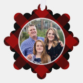 クリスマスクラシックレッドバッファロープライド写真ホリデー オーナメントカード (正面)