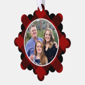 クリスマスクラシックレッドバッファロープライド写真ホリデー オーナメントカード (左)