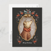 クリスマスクラシックヴィンテージ犬 シーズンポストカード (正面/裏面)