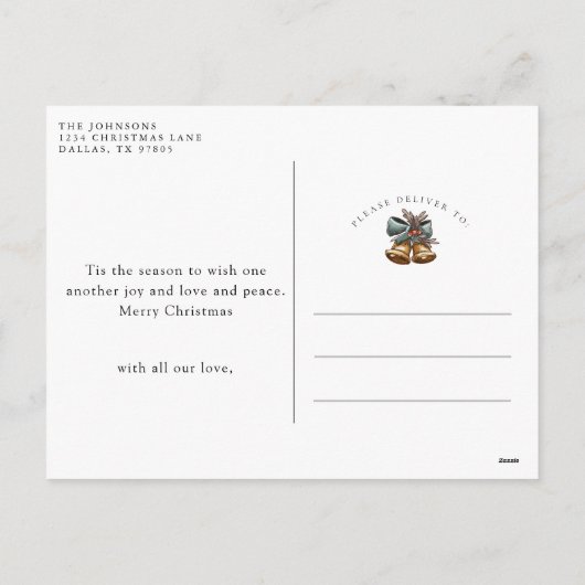 クリスマスクラシックヴィンテージ犬 シーズンポストカード (裏面)