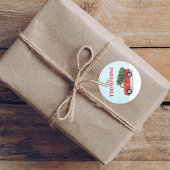 クリスマスクラシック素朴赤いトラックWhimsy冬 ラウンドシール