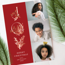 クリスマスクラシック赤葉はっきりしたJOYコラージュ写真